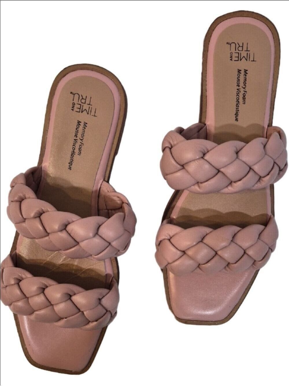 Time and Tru Braided Double-Strap Slide Sandals in Blush Pink - Picture 2 of 9